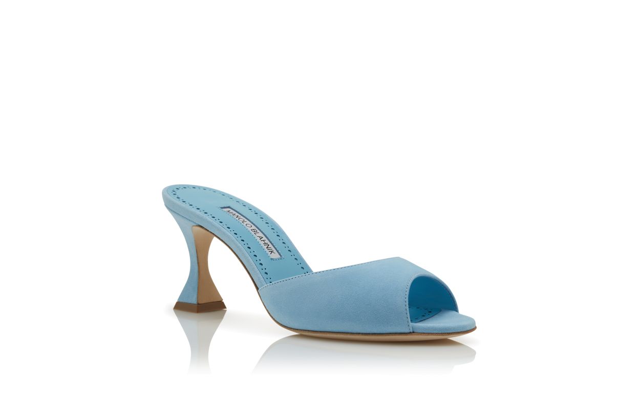 Mocassins de Seda Azul Claro com Toque Aberto