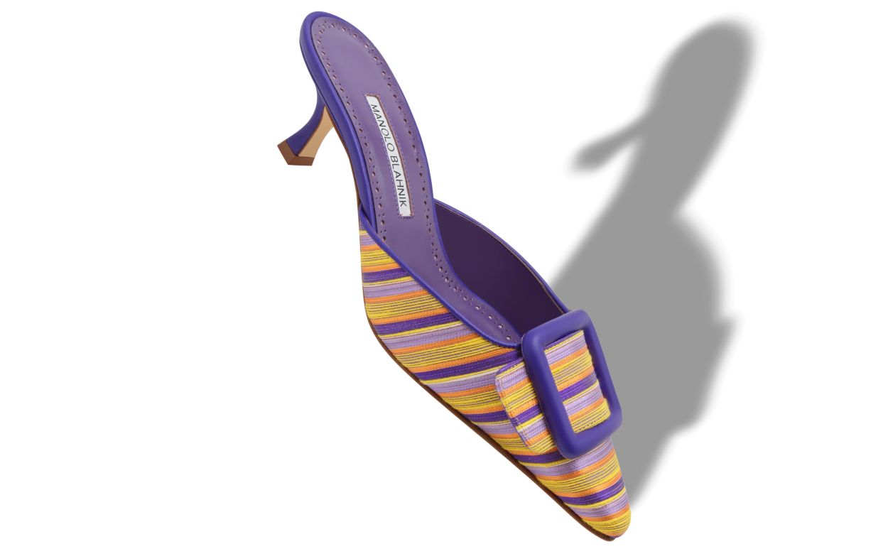 Mule de Algodão Roxo e Laranja com Detalhe de Fivela