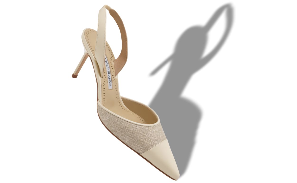 Sapatilhas Slingback de Linho Bege Claro