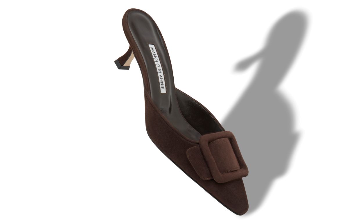 Mules de Camurça Marrom com Fivela