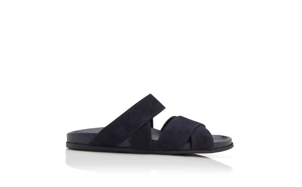 Sandalhas de Couro Nubuck Azul Marinho