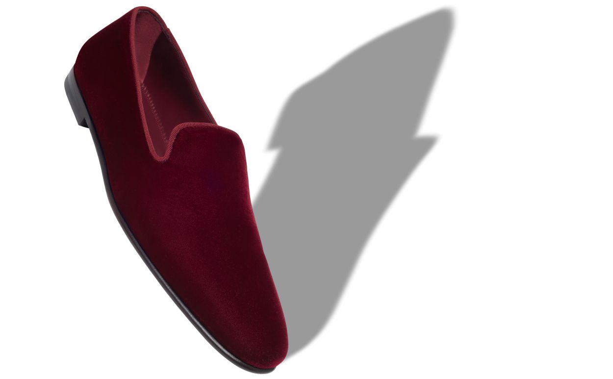 Mocassins de Veludo Vermelho Escuro