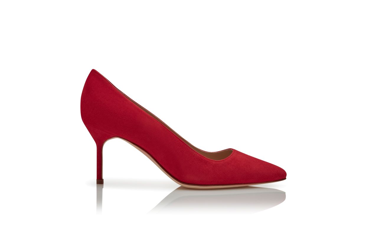 Sapatilhas de Punta Pontiaguda em Suede Vermelho Brilhante