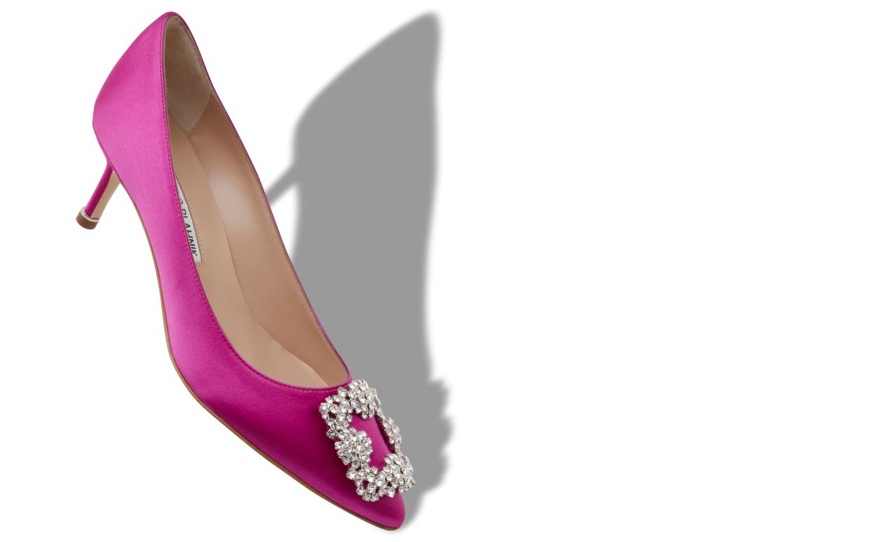 Sapatilhas de Couro Fuchsia com Fivela de Joia