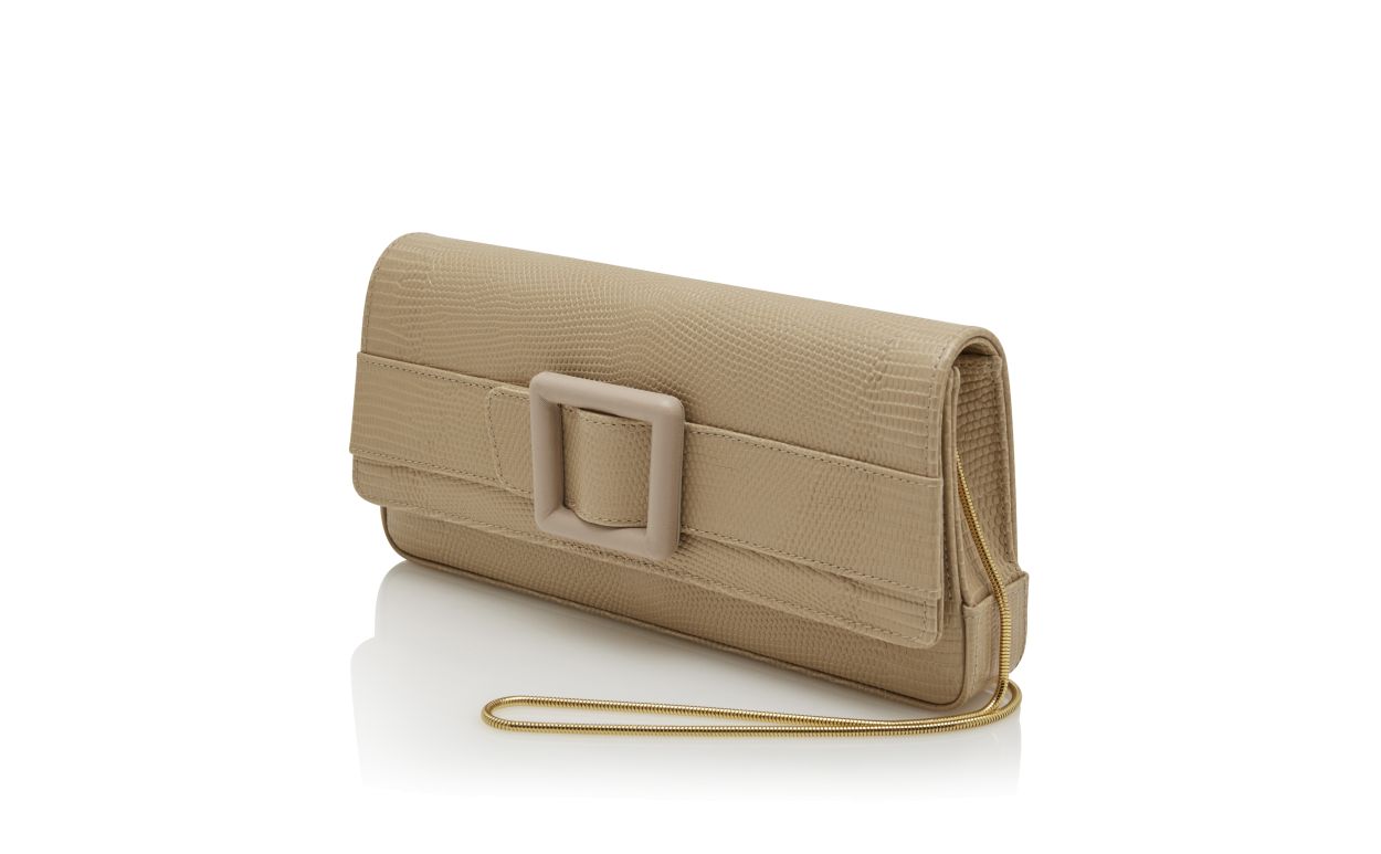 Bolsa de Couro de Bezerro Bege Claro com Fivela