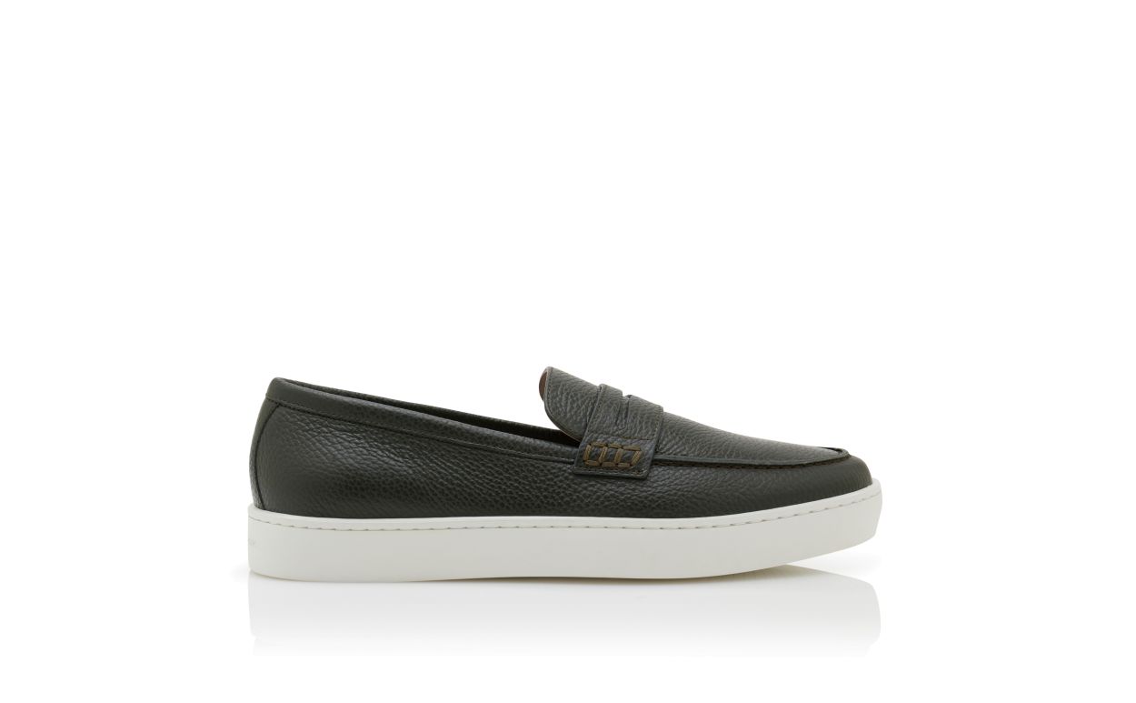 Mocassins de Couro de Novilho Verde Escuro