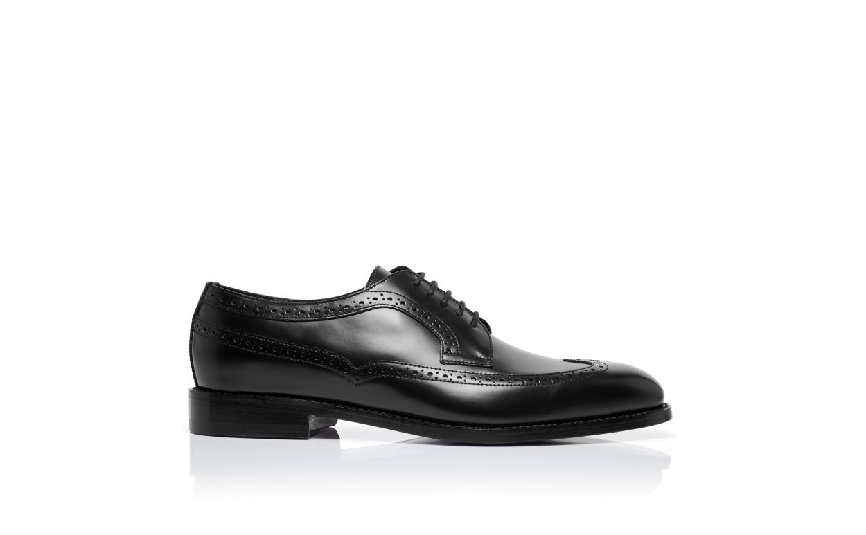 Oxfords Pretos de Couro de Novilho com Cordões