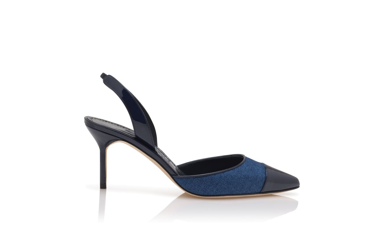Sapatilhas Slingback de Linho Azul-Marinho