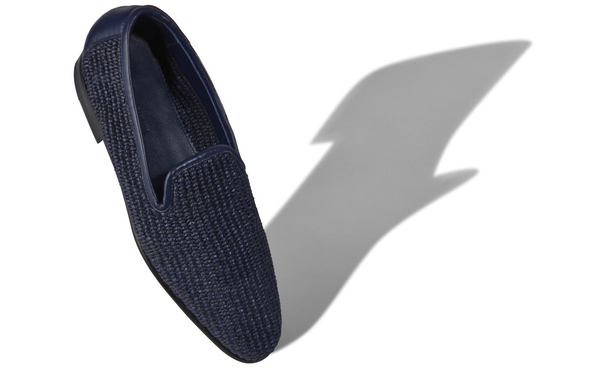 Mocassim de Raffia Azul-Marinho