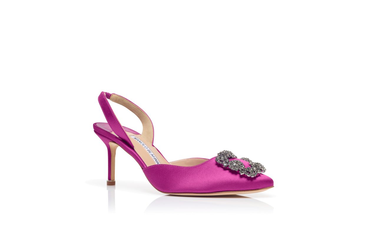 Sapatilhas de Pompom com Fivela de Jóia em Seda Rosa
