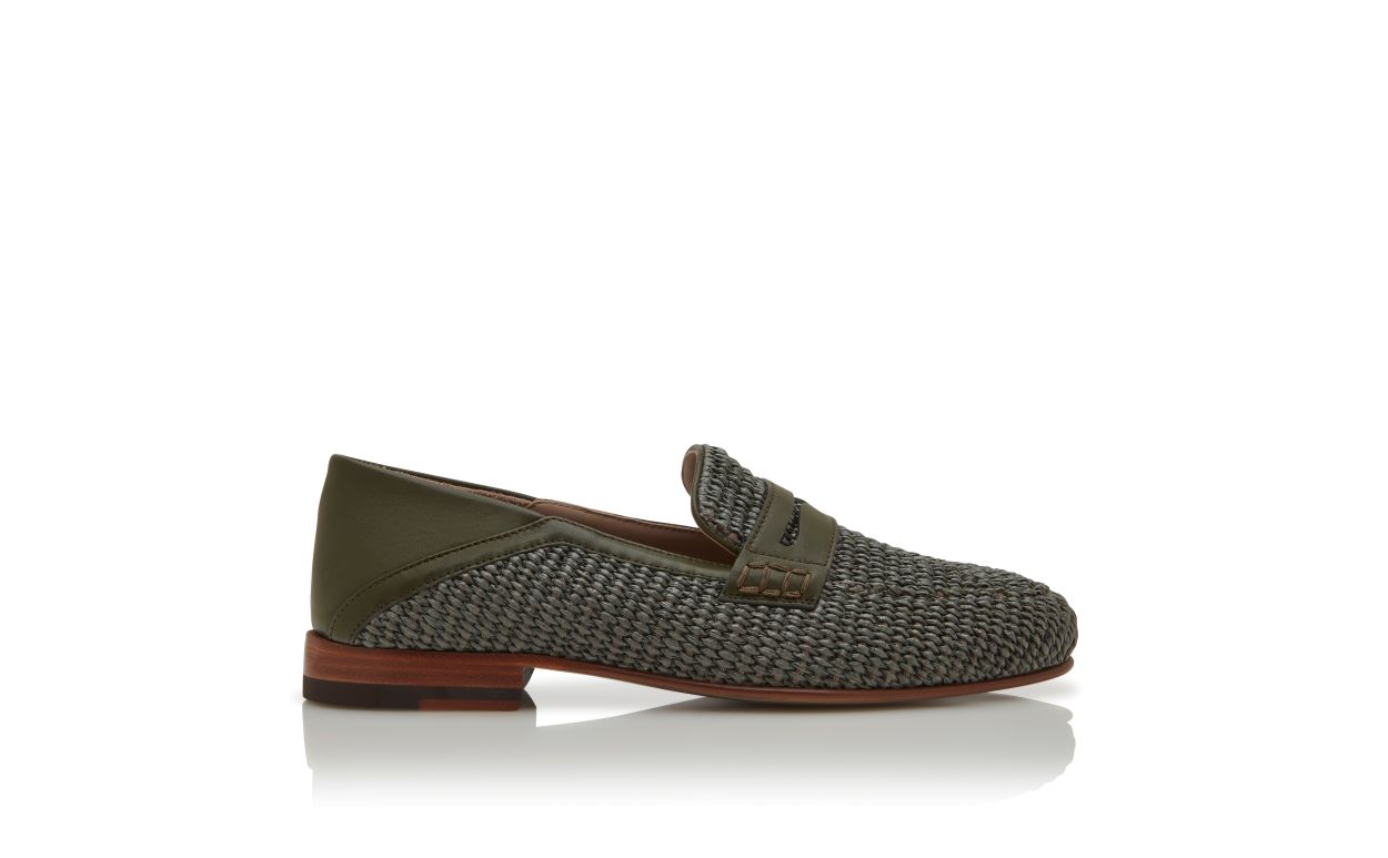 Sapatos de Caminhada com Raffia Verde Escuro