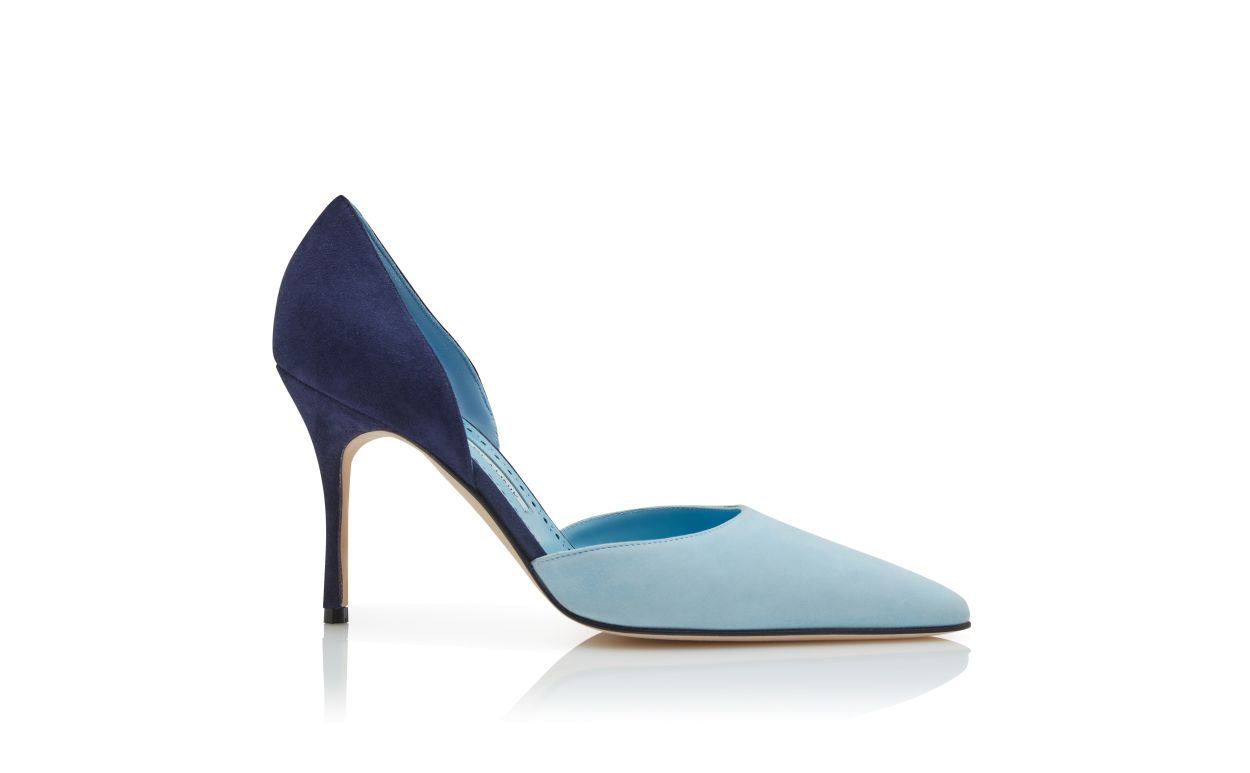 Sapatilhas D'Orsay de Suedes Azul