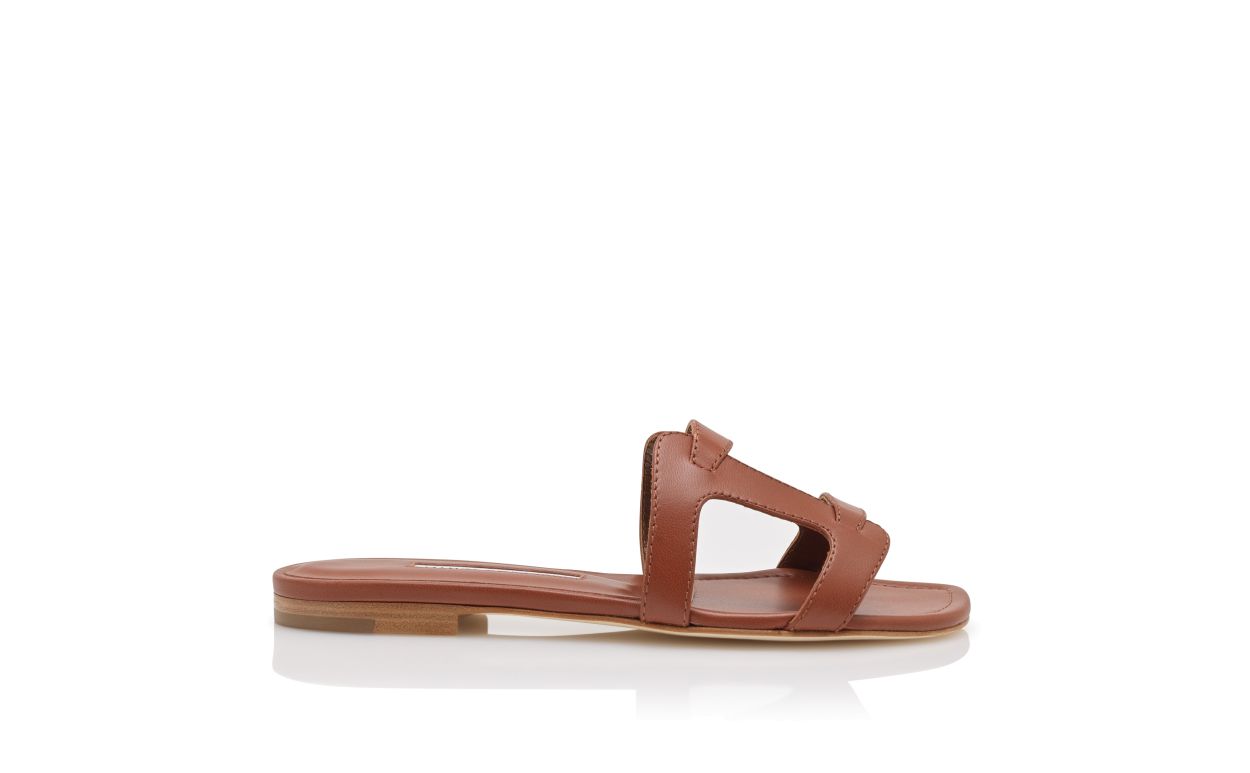 Sandalhas Planas de Couro Nappa Marrom