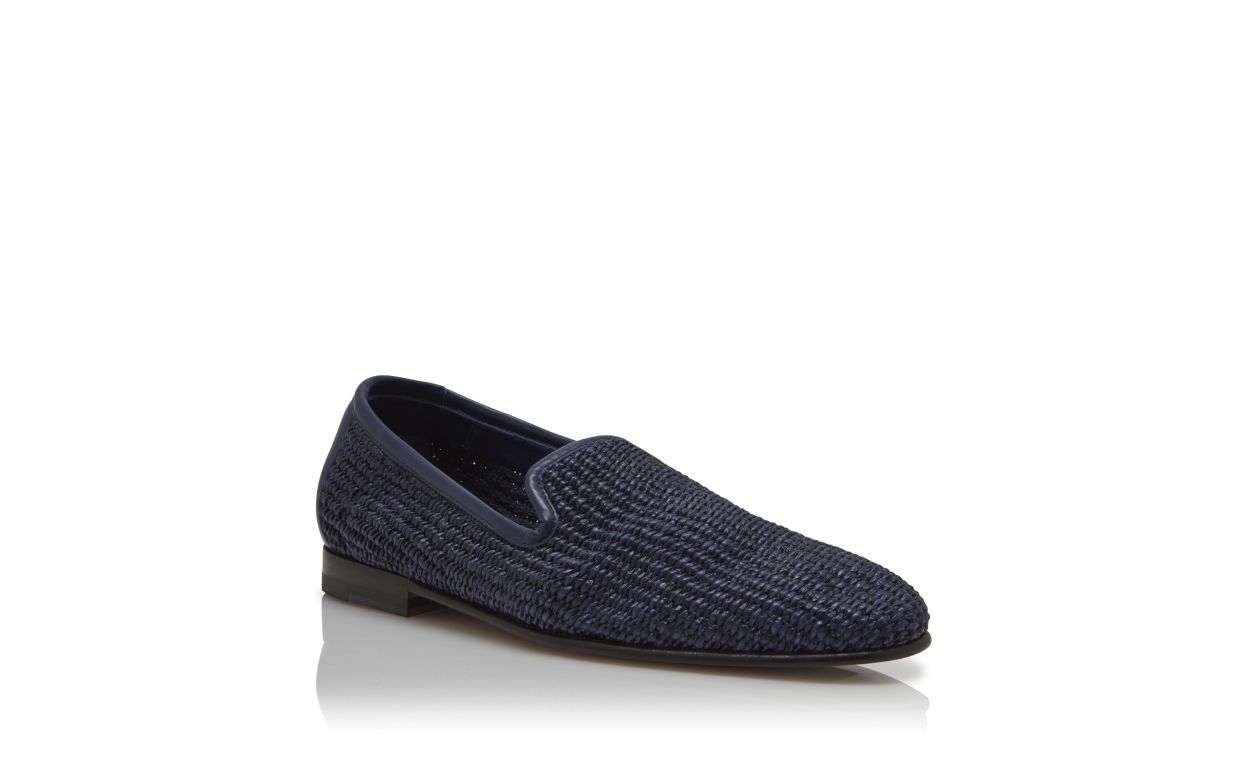 Mocassim de Raffia Azul-Marinho
