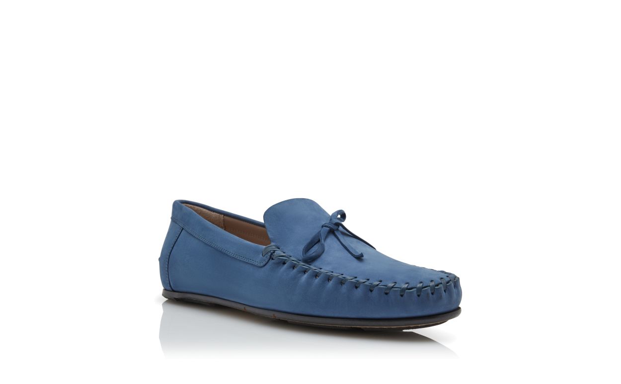 Sapatos de Condução em Couro Nubuck Azul