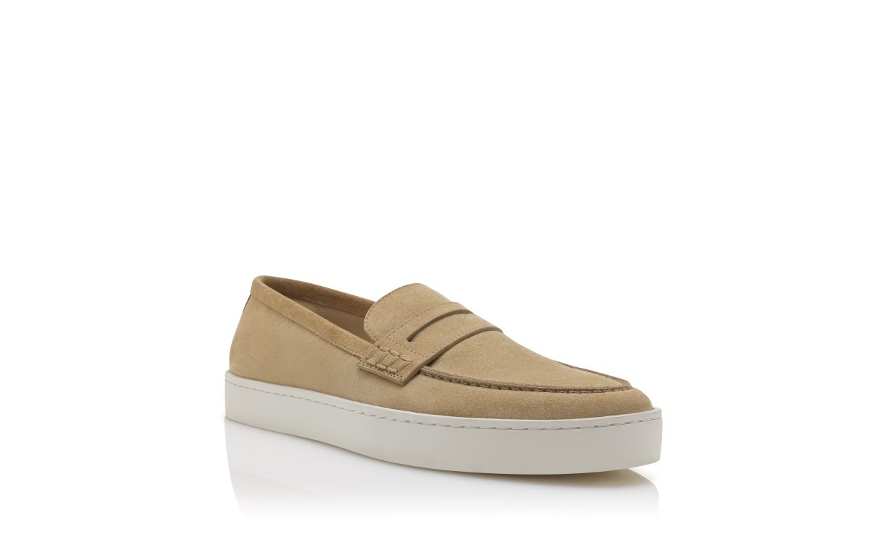 Sapatilhas Slip-On de Camurça Bege Claro