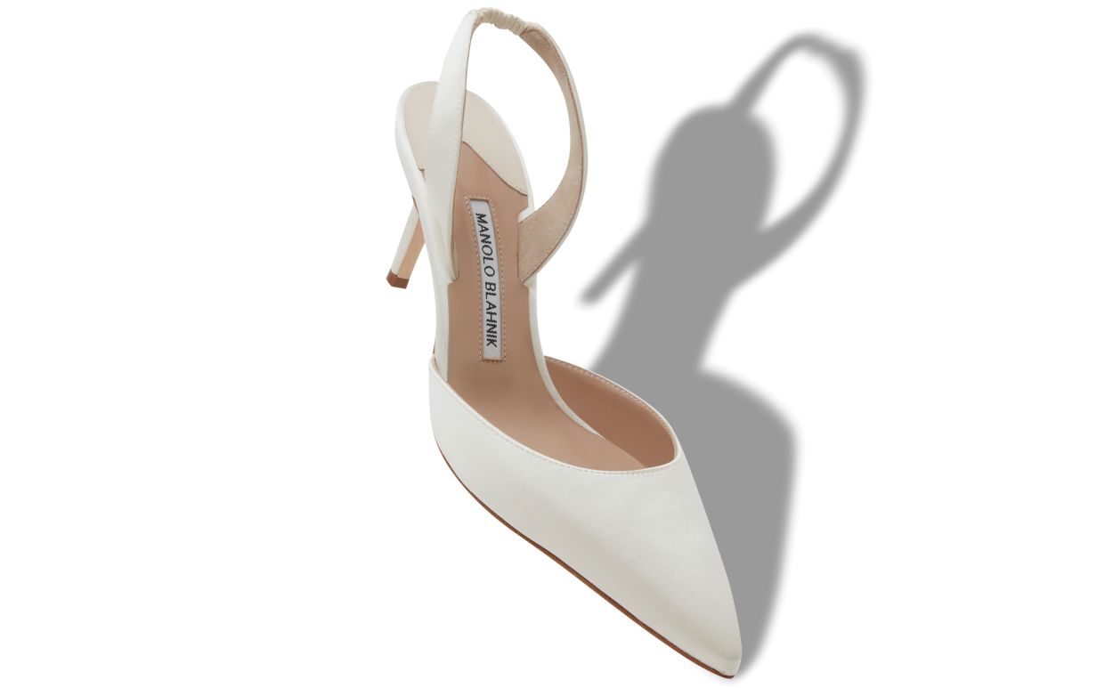 Sapatilhas Slingback em Satinê Bege Claro