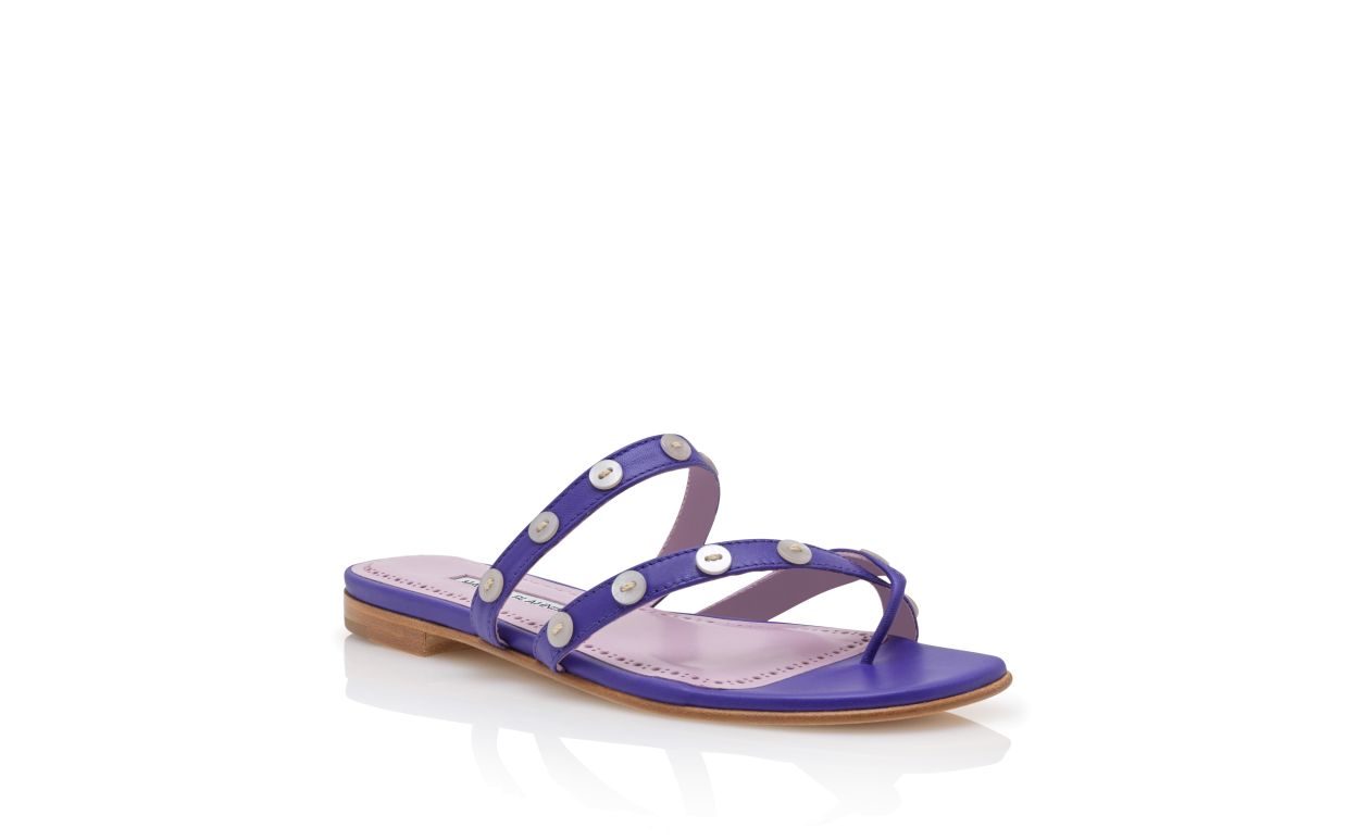 Sandalhas Planas de Couro Nappa Roxo