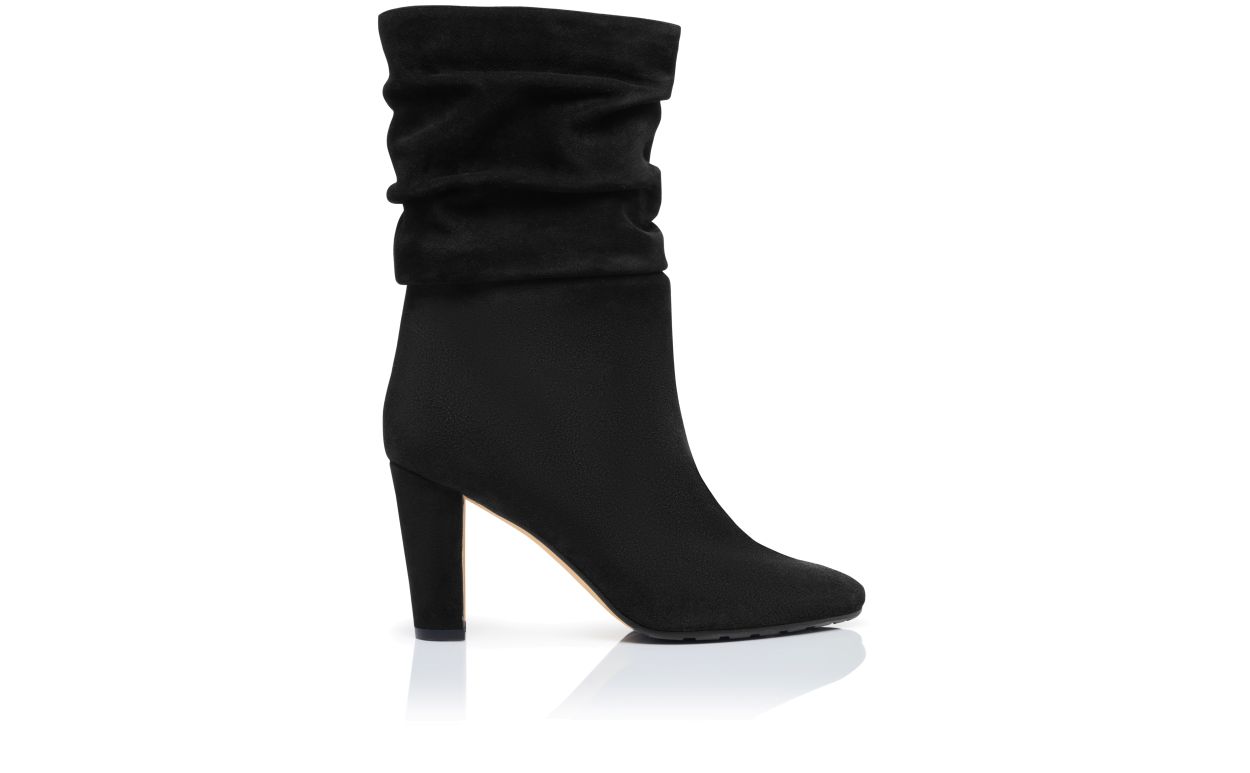 Botas Mid Calf de Camurça Preta
