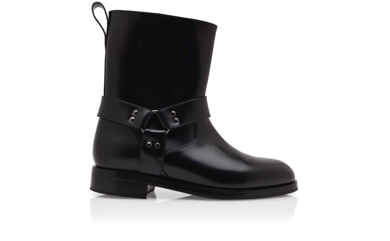 Botas de Moto em Couro de Bezerro Preto
