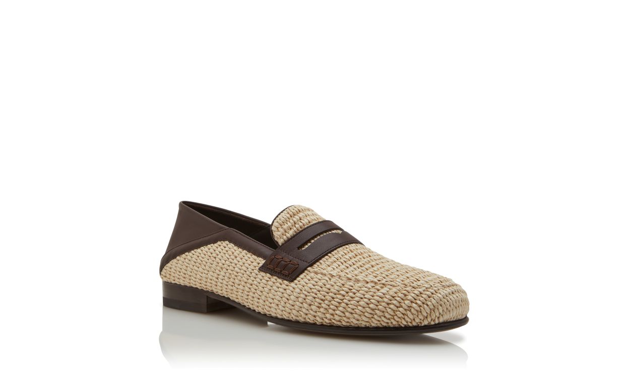 Sapatos de Pena Light Beige em Raffia
