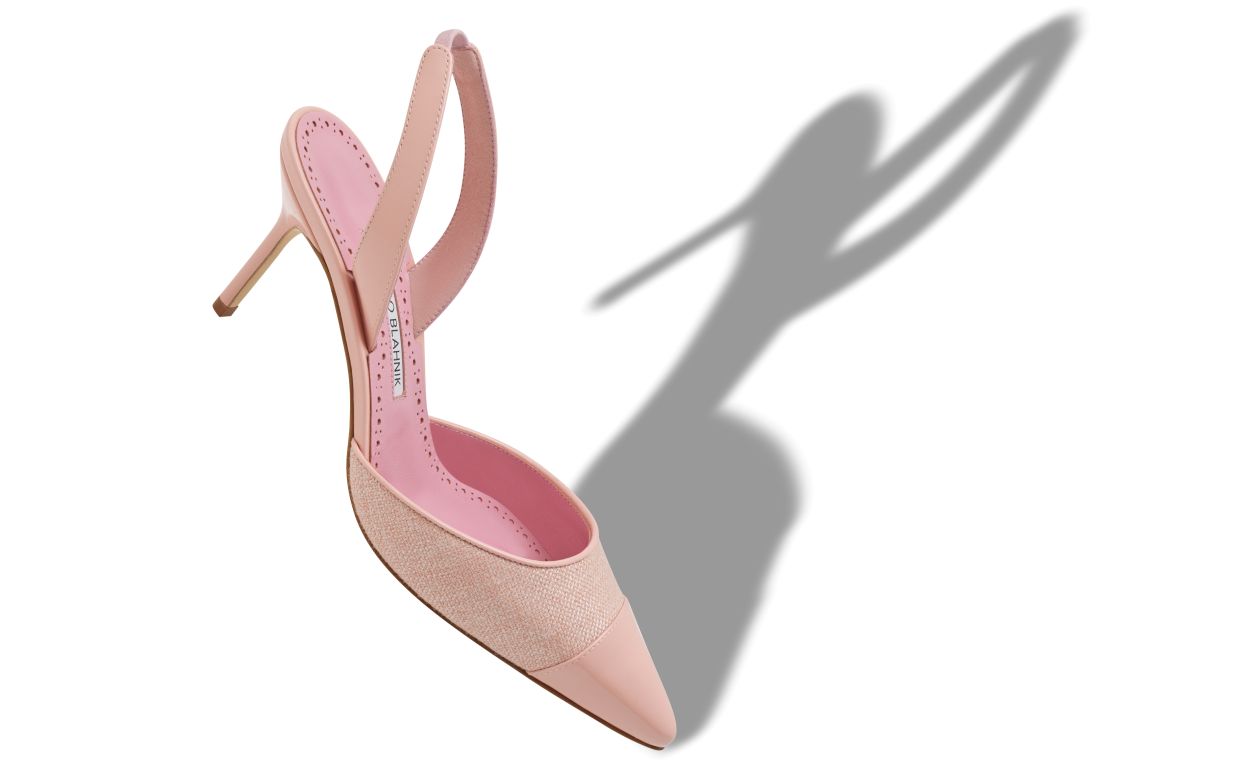 Sapatos de Salto em Linho Rosa Claro