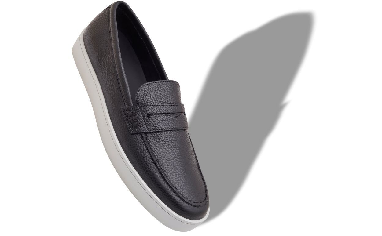 Mocassins de Couro de Novilho Preto com Atado