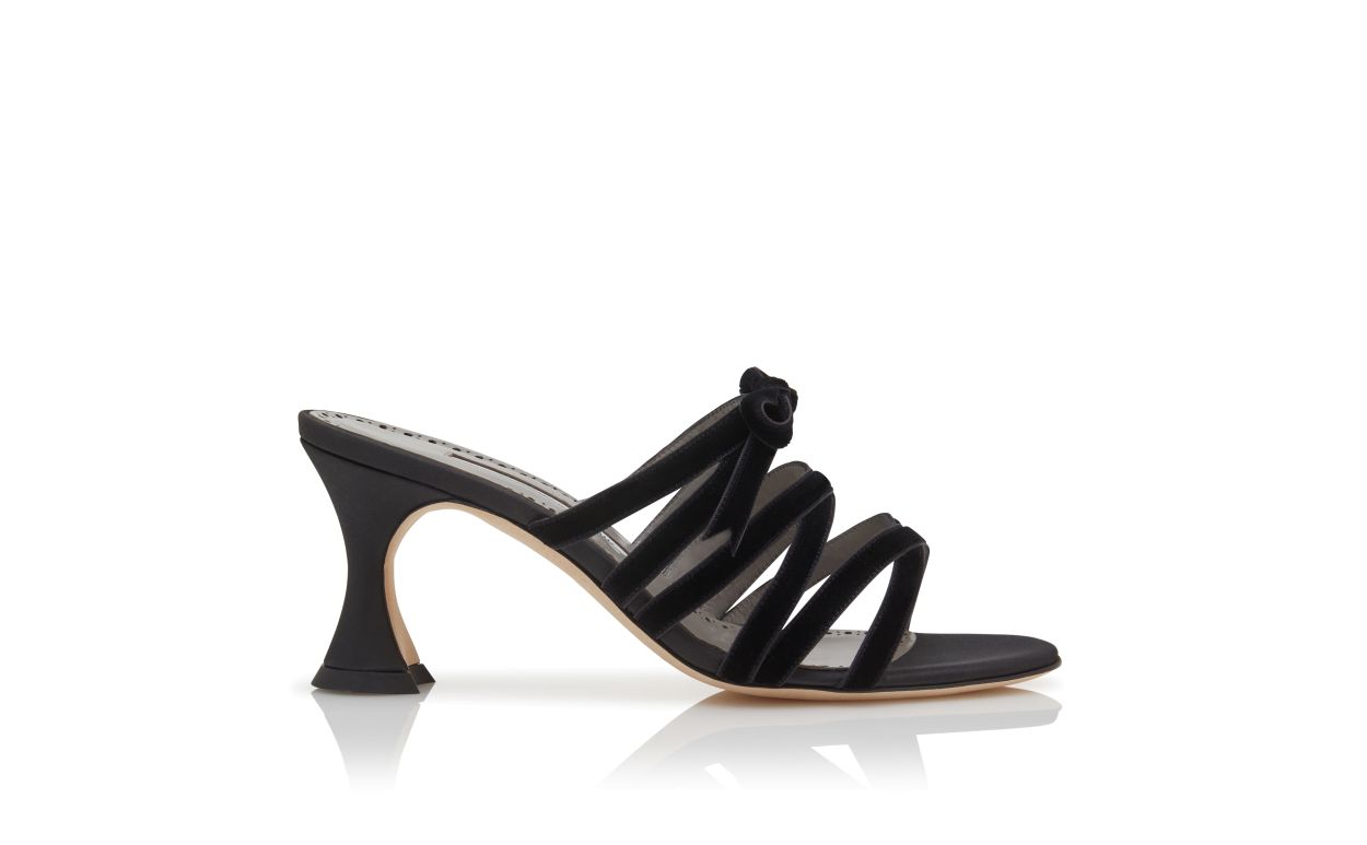 Mules de Seda Preto com Cruzamento