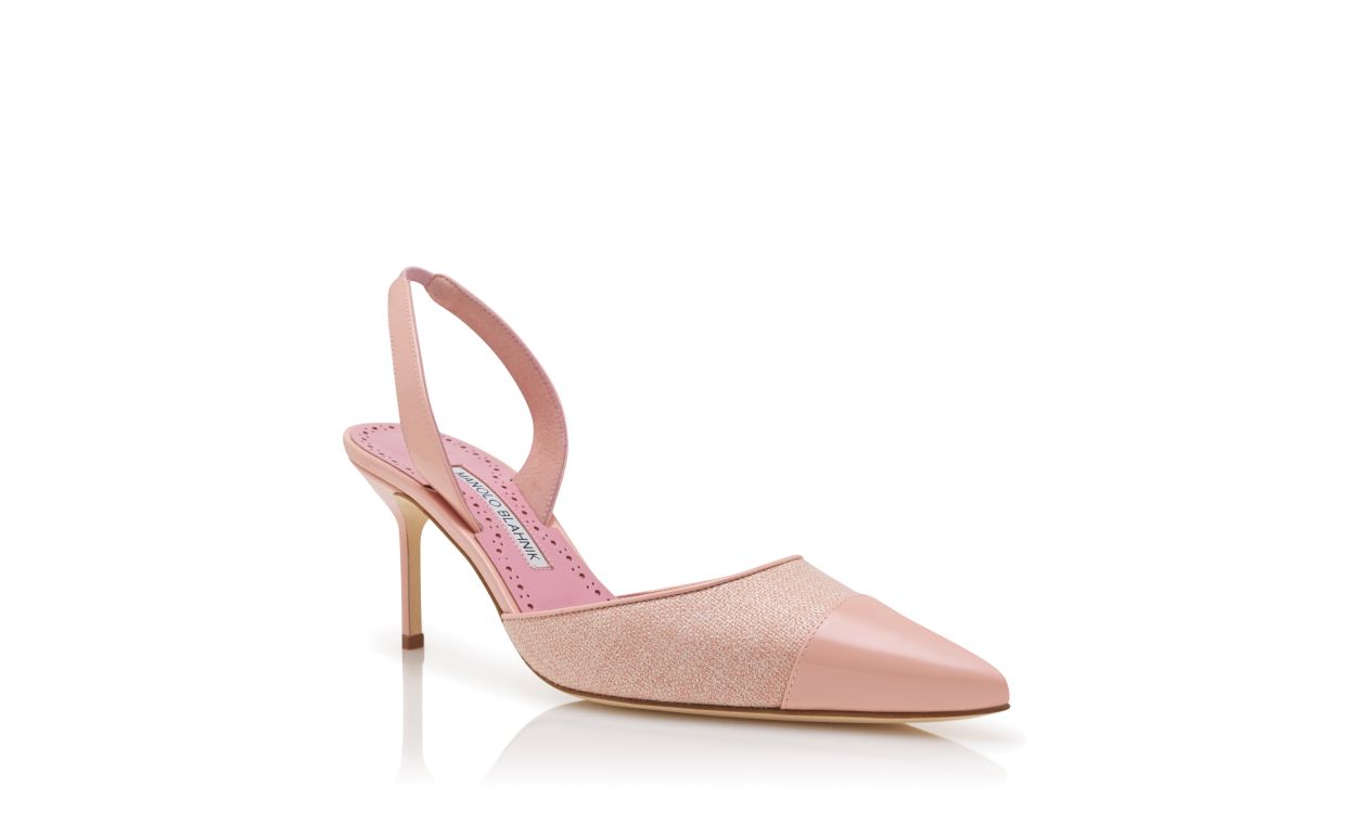 Sapatos de Salto em Linho Rosa Claro