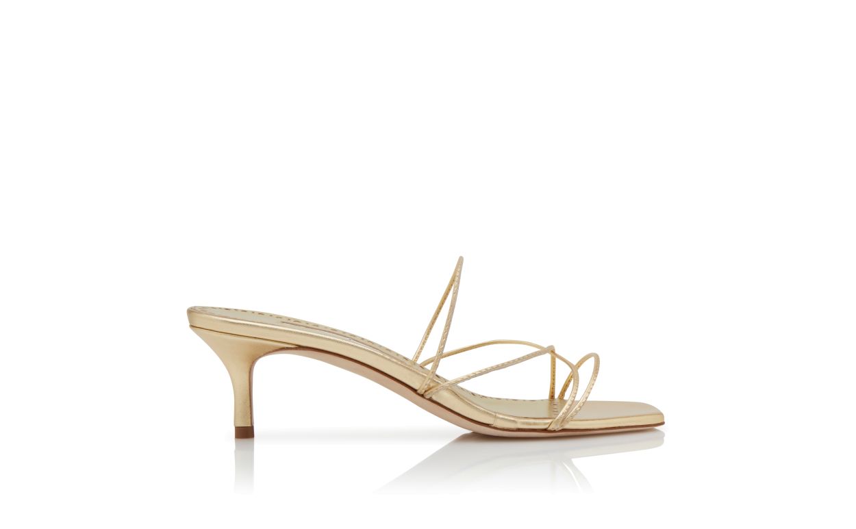 Mules de Couro Napa Dourado com Dedo Aberto
