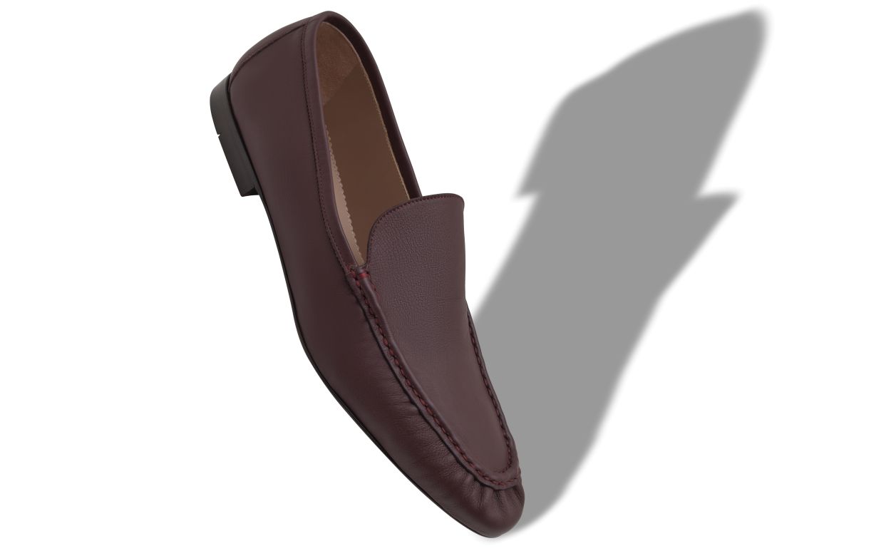Mocassins de Couro de Vitela Vermelho Escuro