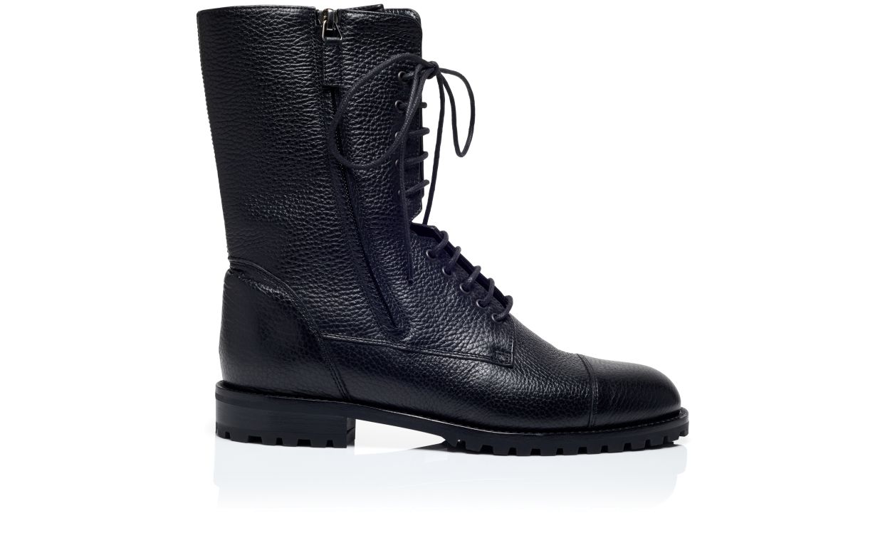Botas Militares de Couro de Bezerro Preto