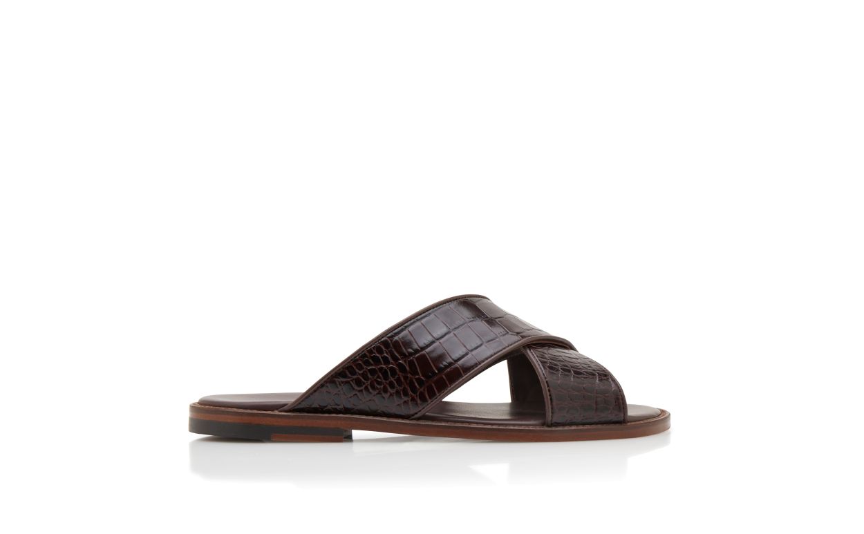 Sandalhas de Couro de Novilho Marrom Escuro