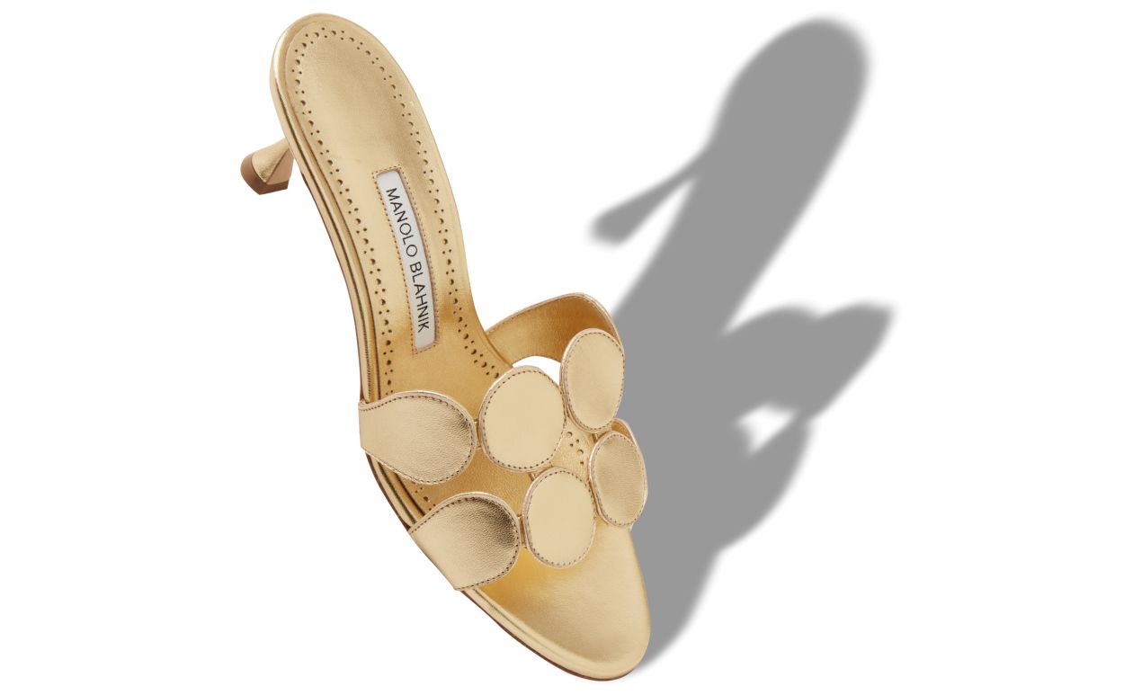 Mules de Couro Nappa Dourado