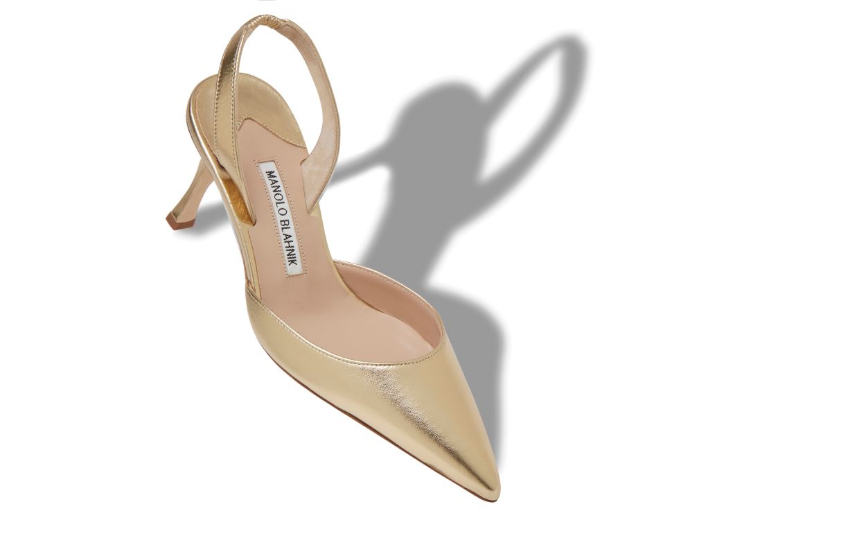 Sapatilhas Slingback de Couro Napa Dourado