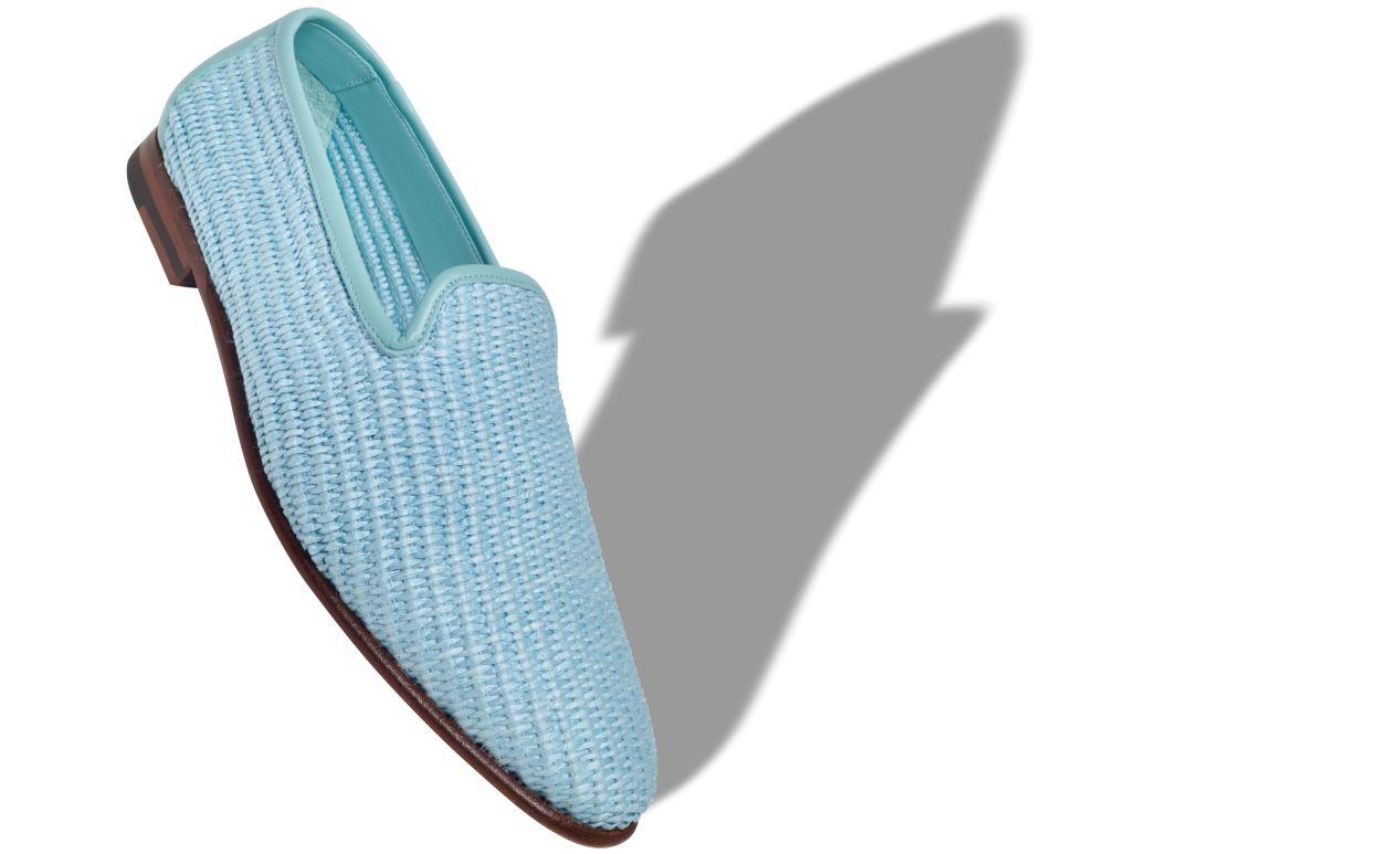 Mocassins de Raffia Azul Claro