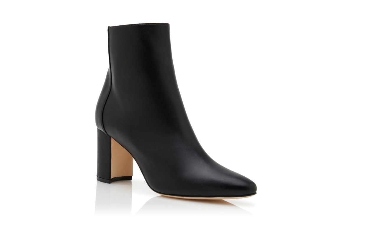 Botas de Cano Médio em Couro Nappa Preto