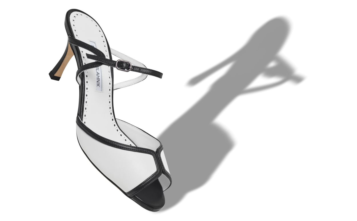 Mules de Couro Nappa Preto e Branco