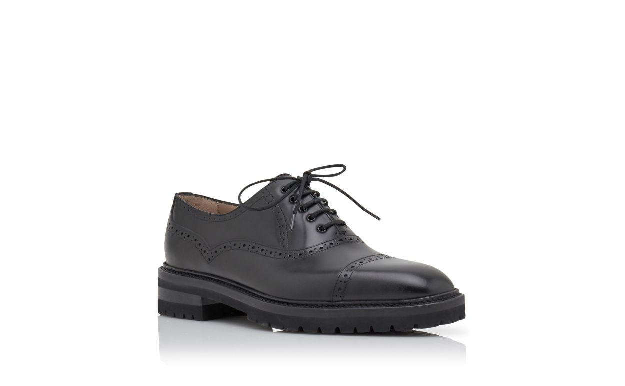 Sapatos de Couro de Novilho Preto com Cadarços