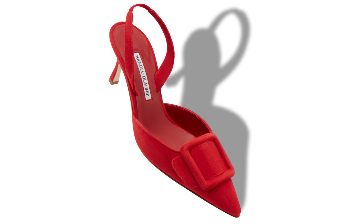 Sapatilhas Slingback de Camurça Vermelha