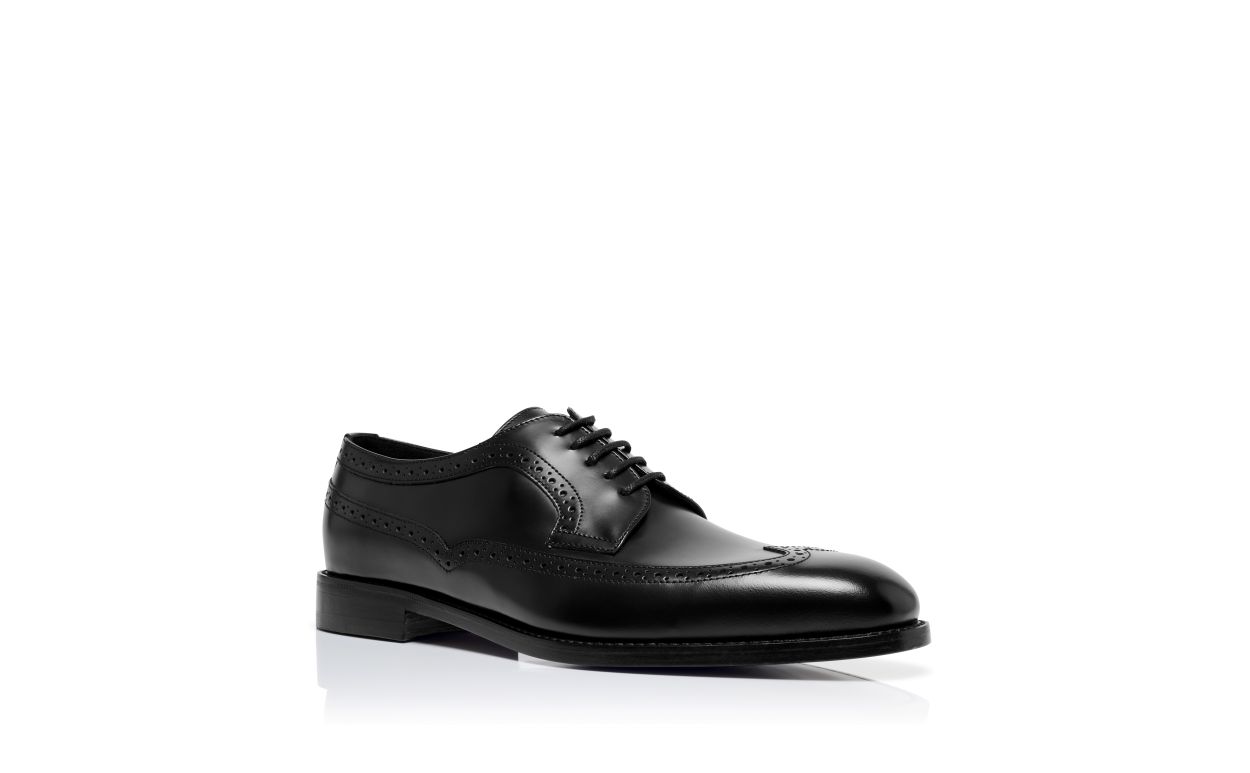 Oxfords Pretos de Couro de Novilho com Cordões