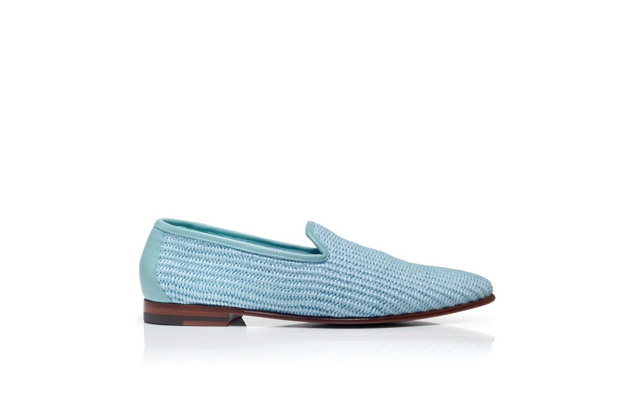 Mocassins de Raffia Azul Claro