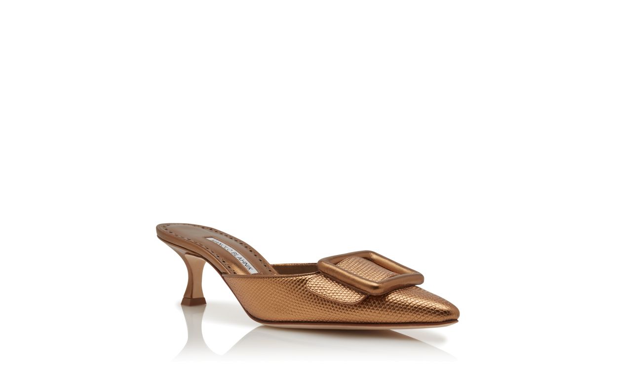 Mules com Detalhe de Fivela em Couro de Novilho Bronze