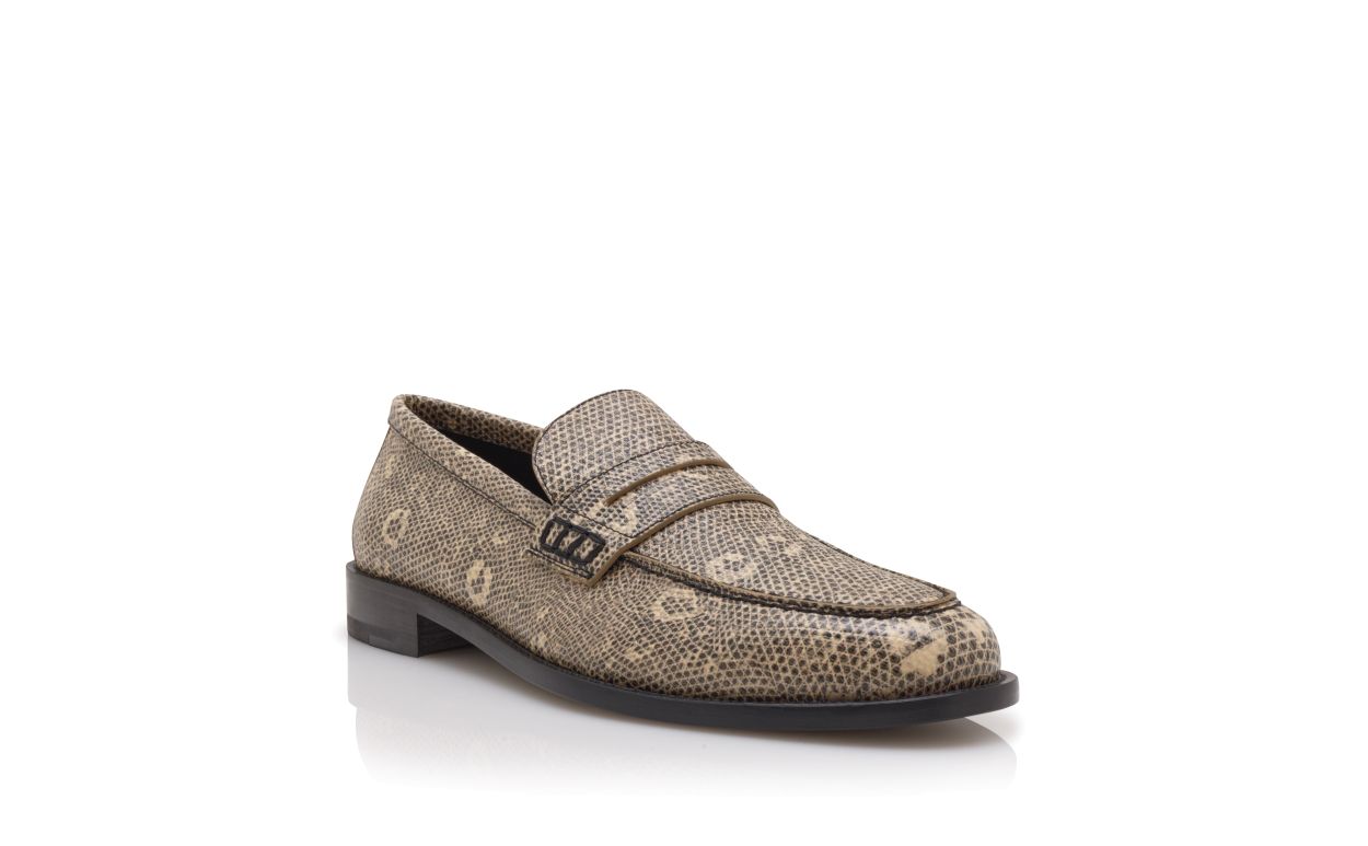 Mocassins de Couro de Vitela com Estampa de Lagarto