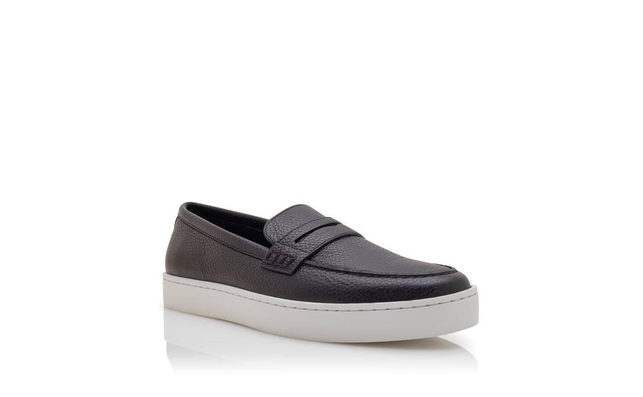 Mocassins de Couro de Novilho Preto com Atado