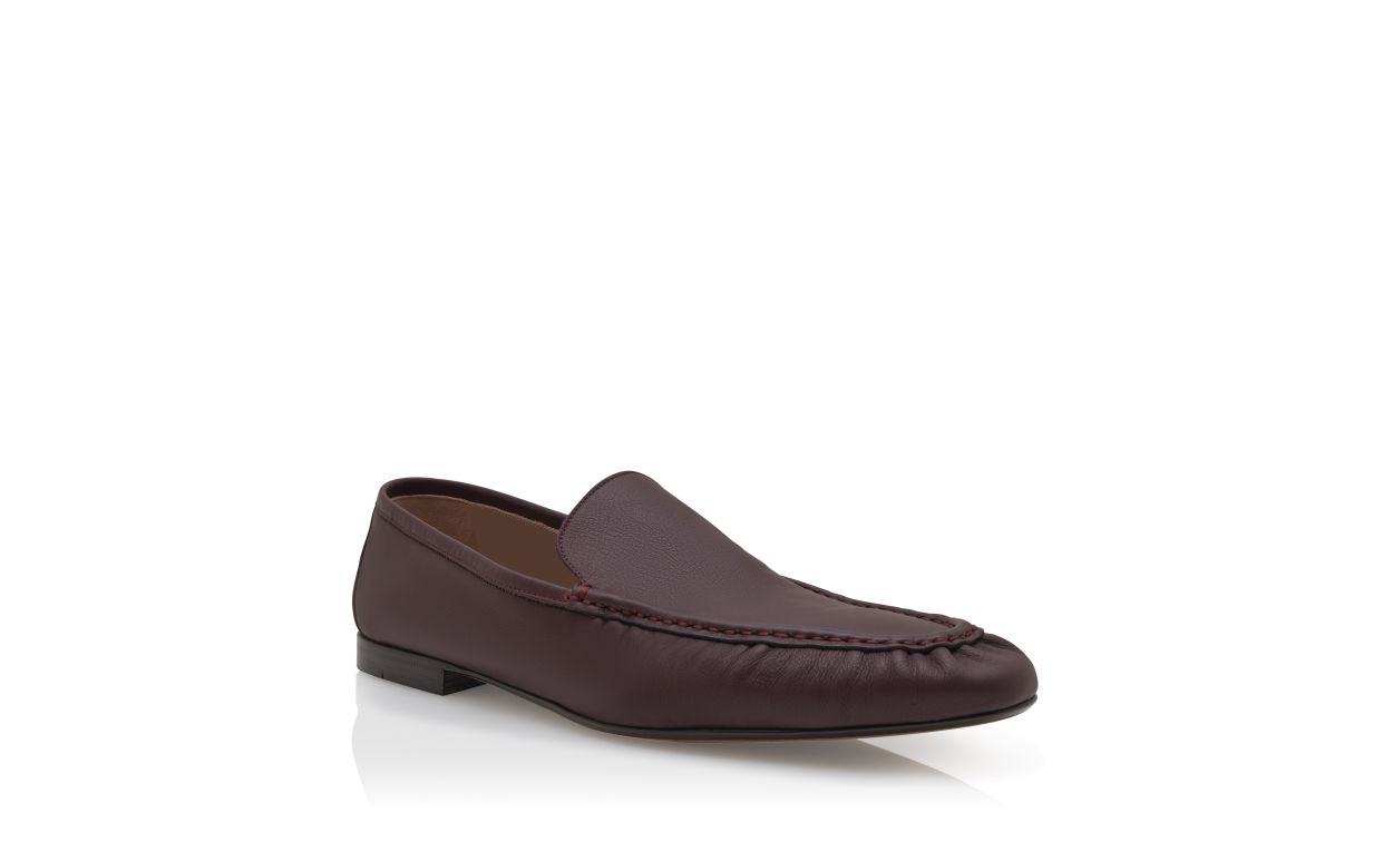 Mocassins de Couro de Vitela Vermelho Escuro