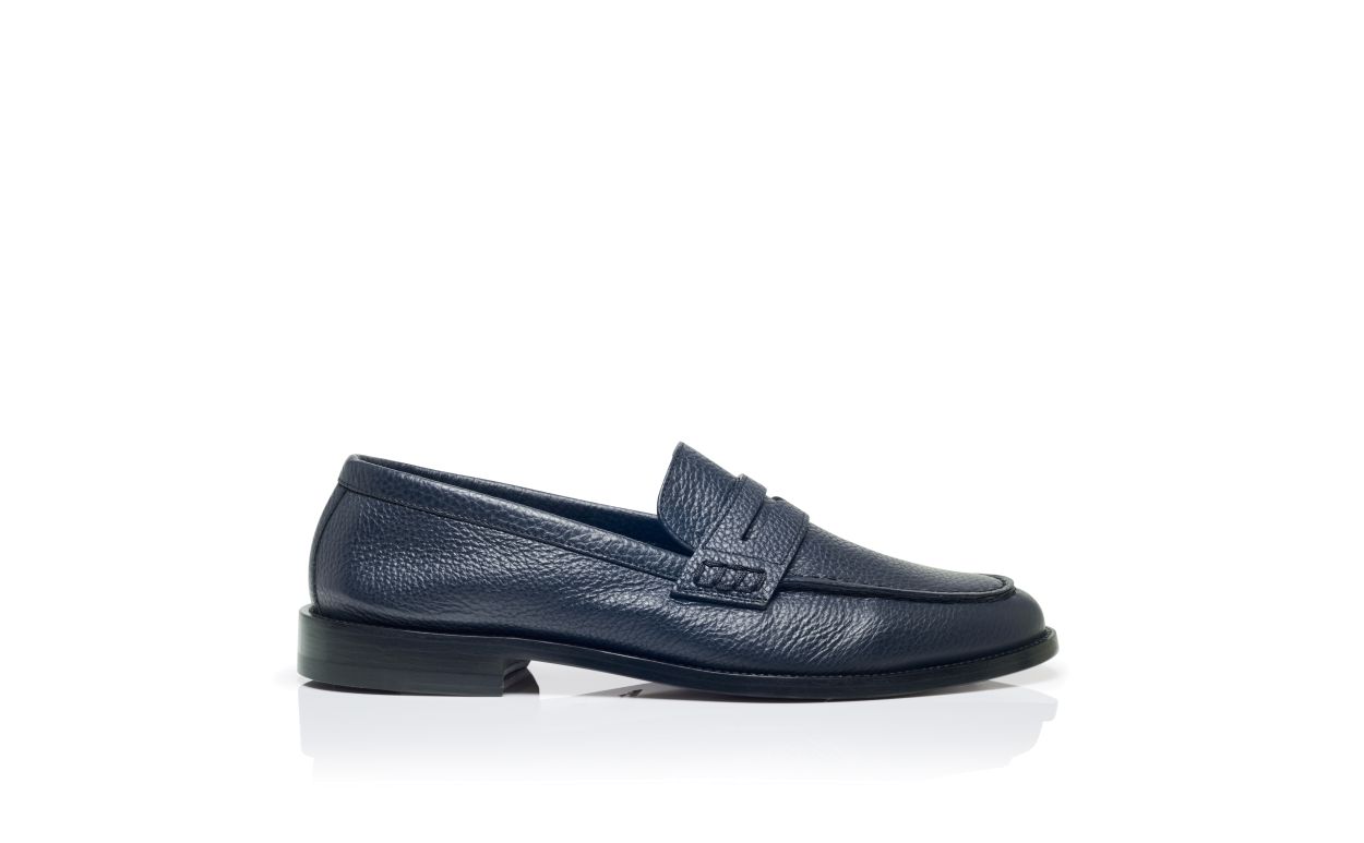 Mocassins Penny de Couro de Novilho Azul-Marinho