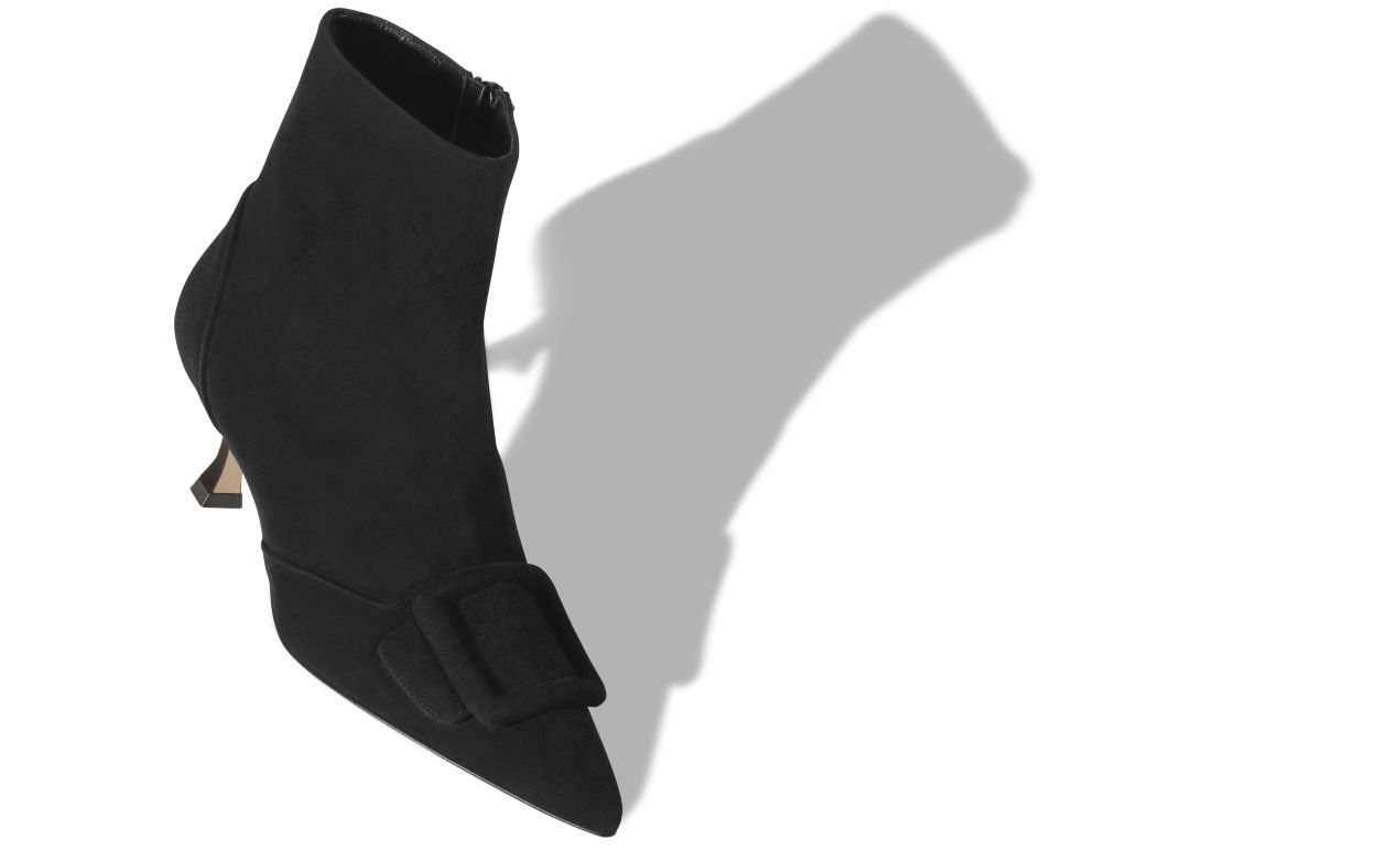 Botas de Tobillo com Detalhe de Fivela em Seda Preta