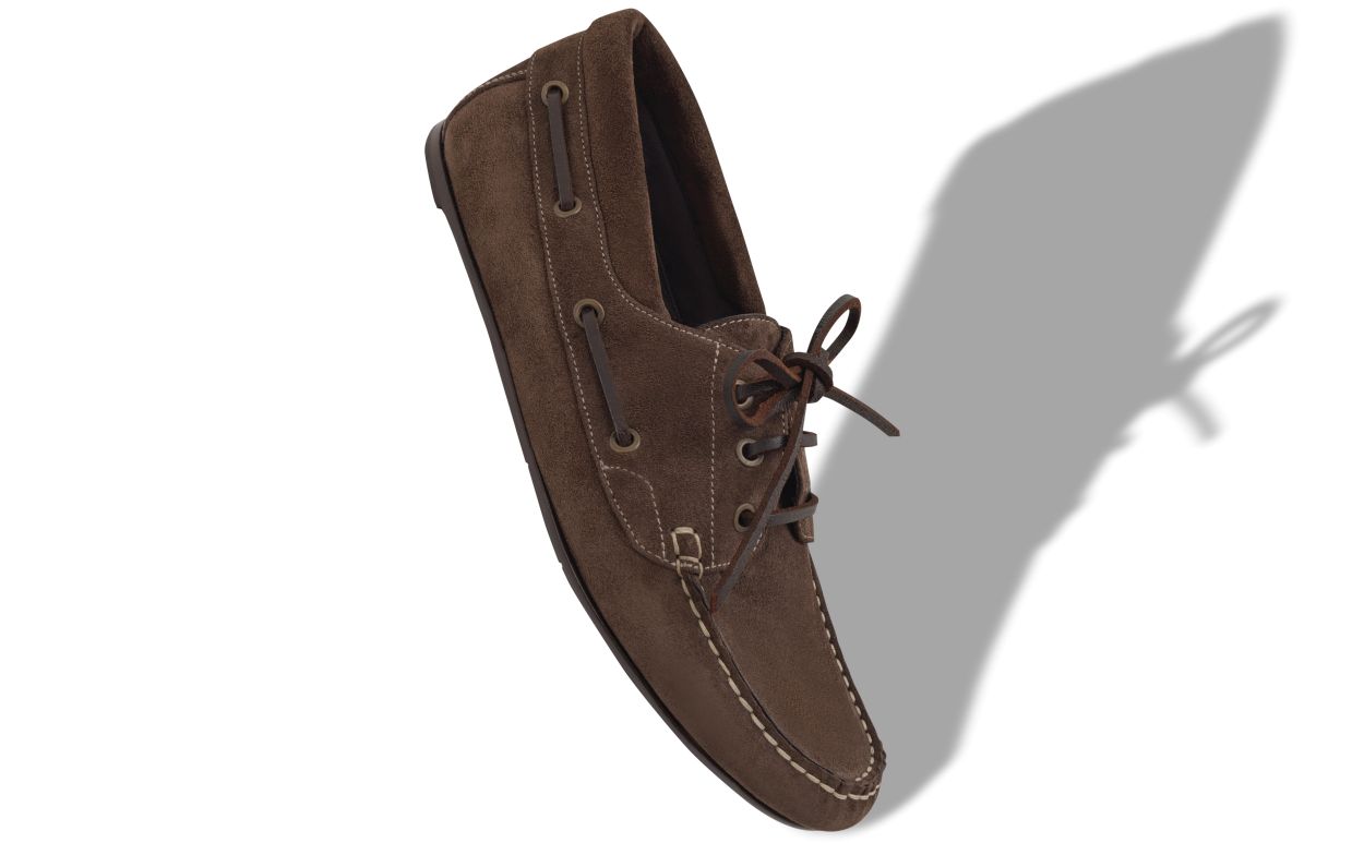 Sapatos de Barco de Camurça Marrom Escuro