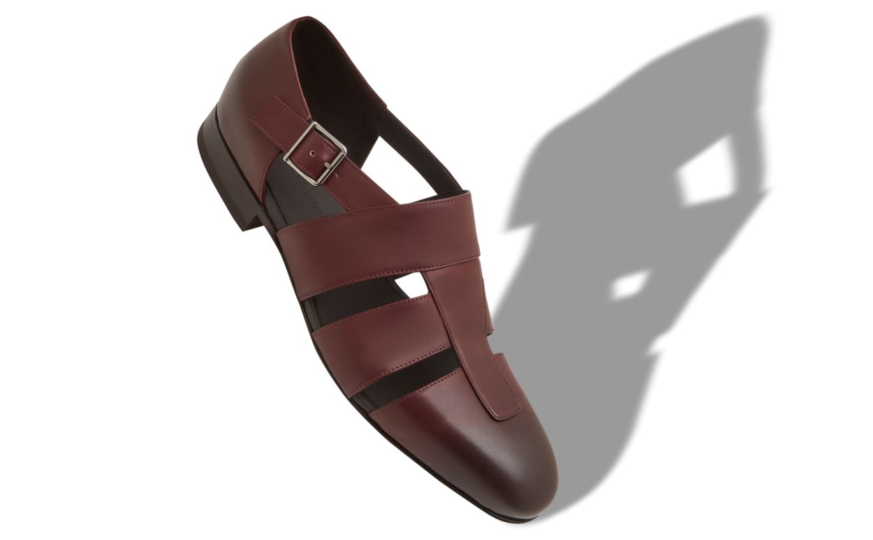 Sandalhas de Couro de Bezerro Vermelho